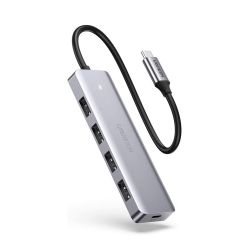 Размножитель UGREEN CM219 TYPE-C на USB (4 Порта USB 3.0 / Type-C для доп. питания / Длина 15 см)